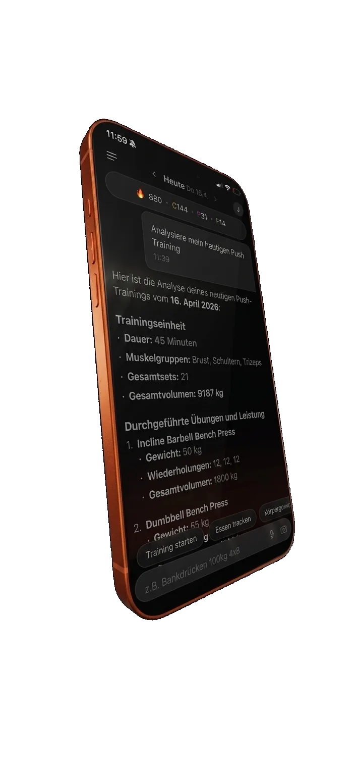 GymLog AI coach analysing a workout in the chat